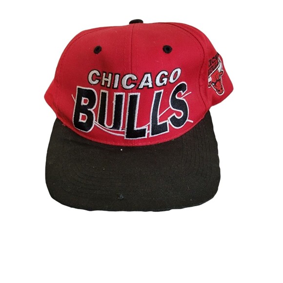 Vintage Chicago Bulls GCC G Cap Black & Red Snapback Hat 90's NBA - Picture 4 of 6
